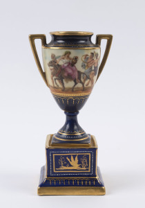 ROYAL VIENNA Austrian porcelain urn with classical scene, late 19th century, blue beehive mark, ​17.5cm high