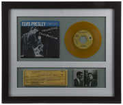 ELVIS PRESLEY: attractive displays for Elvis 45rpm recordings "Hound Dog/Don't Be Cruel", In the Ghetto/I Can Dream", "Blue Suede Shoes/Tutti Frutti" and "All Shook Up/Teddy Bear"; all framed & glazed, ​each 47.5 x 55cm. (4 items) - 4