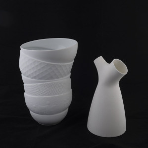 ROSENTHAL Studio-Line porcelain vase by Pieke Bergmans; and a Muuto Flow Jug by Jakob Wagner, (2 items), 28cm and 25cm high