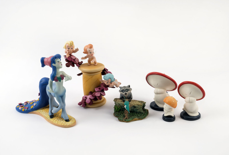 WALT DISNEY group of six porcelain collector's statues with certificates, ​the largest 21cm high