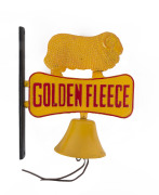 "GOLDEN FLEECE" petroliana reproduction service station bell, painted cast iron, ​35cm high