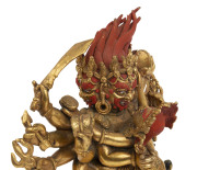 Sino-Tibetan Mahakala and Yab-Yum, gilt bronze, 19th/20th century, ​24cm high - 2