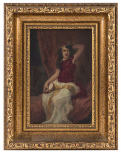 ARTIST UNKNOWN, portrait of a woman, oil on board, signed lower right (illegible), ​16.5cm high x 11cm