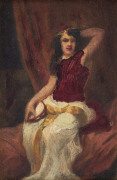 ARTIST UNKNOWN, portrait of a woman, oil on board, signed lower right (illegible), ​16.5cm high x 11cm - 2