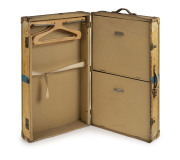 A vellum portmanteau travelling wardrobe, late 19th century, interior lined and fitted with hanging space and compartments, 90cm high, 54cm wide, 27cm deep - 3