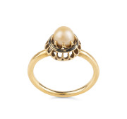 An antique gold ring set with pearl, 19th century, tests as 15ct gold or higher, 3 grams total