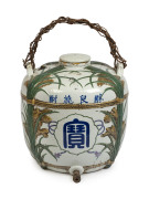An impressive Japanese ceramic sake fermentation pot, Meiji period, 19th century, 58cm high, 53cm diameter