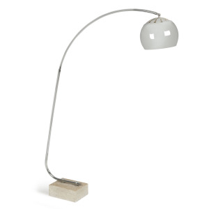 A vintage Italian "Arc" lamp, chrome and stone, circa 1960s, 181cm high