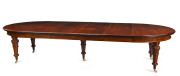 A fine English extension dining table, carved mahogany and brass castors with four additional leaves, 19th century, purchased in 1987 for $18,000 (Acorn Antiques, Melbourne), 77cm high, 165cm wide (extends to 365cm), 148cm deep