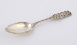 A Continental silver tablespoon, most likely northern European, 19th century, stamped "Q 800" with makers name only partially legible "...LLEVIE", 21cm long, 76 grams