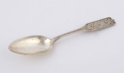 A Continental silver tablespoon, most likely northern European, 19th century, stamped "Q 800" with makers name only partially legible "...LLEVIE", 21cm long, 76 grams