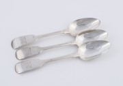 Set of three Irish silver rats tail spoons by William Sherwin of Dublin, circa 1834, 17.5cm long, 131 grams total