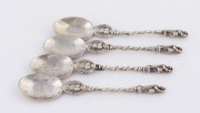 Set of four sterling silver "Apostle" spoons by Henry Holland of London, circa 1863, 11cm long, 58 grams total
