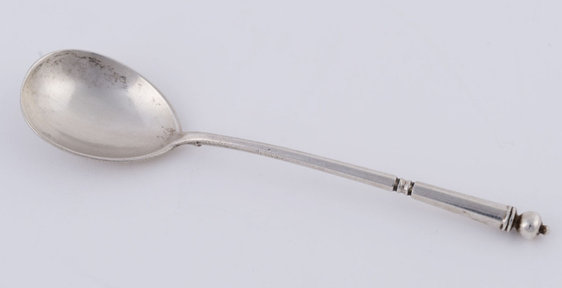 A Russian silver spoon, Moscow city mark with Cyrillic makers stamp, 19th century, ​16.5cm long, 44 grams