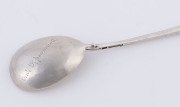 A Russian silver spoon, Moscow city mark with Cyrillic makers stamp, 19th century, ​16.5cm long, 44 grams - 2