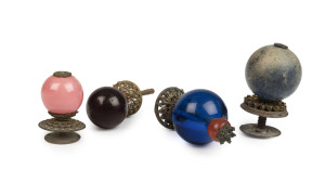 Four Mandarin hat buttons, Qing Dynasty, 19th century, the largest 7cm high