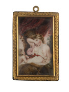 An antique hand-painted miniature in gilt metal frame, 19th century, ​9 x 6cm