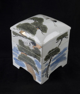 A Japanese ceramic bento box, 20th century, 22cm high