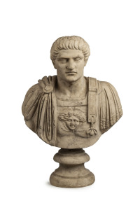A Roman style life size ceramic bust, 20th century, 79cm high