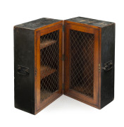 An antique travelling bi-fold campaign drinks cabinet,19th century, ​76cm high, 45cm wide, 48cm deep