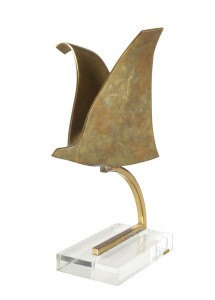 D. DELO (Italian) brass stylized bird in flight, c1970s, standing on perspex base and engraved with "d.delo" and edition no. "11/150S", overall height 40cm.