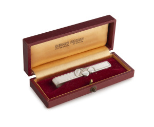 GEORG JENSEN "Cherry Heering", Danish sterling silver tie clip in original plush fitted box, 20th century,