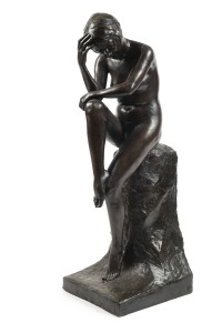 A French bronze statue of a female nude, circa 1925, signed (illegible), dated 1925 93cm high,