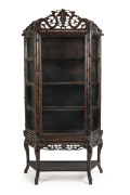 A Chinese display cabinet with faux bamboo carved timber frame, early 20th century, 185cm high, 94cm wide, 31cm deep