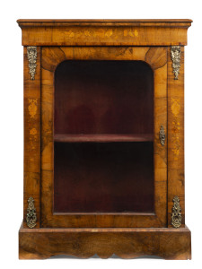 An antique English pier cabinet, walnut with gilt metal mounts, 19th century, 106cm high, 79cm wide, 32cm deep