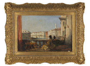 JAMES HOLLAND (1799-1870, British), Venice, oil on board, ​label verso "Venice by Holland" 30 x 45cm