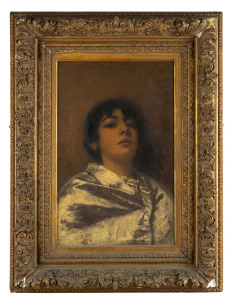 ARTIST UNKNOWN (19th century Italian school), portrait of a woman, signed lower right (illegible), in original period gilt frame, ​69 x 47cm