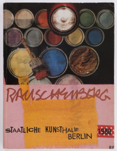 ROBERT RAUSCHENBERG WERKE - "STAATLICHE KUNSTHALLE, BERLIN" (1980) Substantial exhibition calatalogue, boldly SIGNED BY RAUSCHENBERG in black marker on inside front cover, extensively illustrated; 379pp softbound.