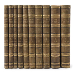 THE ART-UNION, VOLUMES I - X (1839-1848), VOLUME VIII WITH FOX TALBOT CALOTYPE PHOTOGRAPH. [Hodgson & Graves, London, 1839-1848]. In ten quarto (290 x 230mm) volumes, the first five volumes with in-text woodcut illustrations, the sixth to tenth with out
