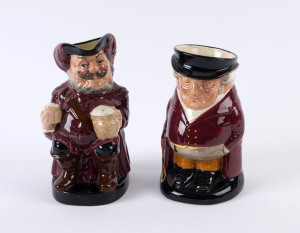 ROYAL DOULTON "Falstaff" and "The Huntsman" English porcelain Toby Jugs, 20th century, (2 items), factory marks to bases, ​22cm and 20cm high