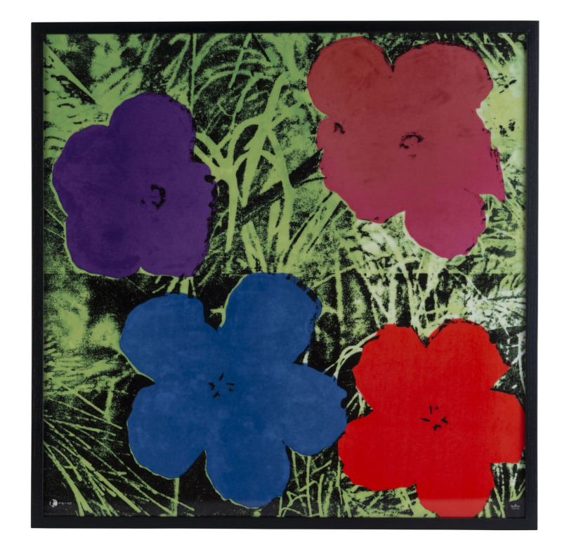 ANDY WARHOL Rosenthal Studio-Linie "Flowers" porcelain plaque, limited edition 02/49, with original wooden crate and certificates, ​51 x 51cm