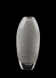 TIMO SARPANEVA Finnish cased art glass vase with crackle finished interior, engraved "Timo Sarpaneva", 33cm high