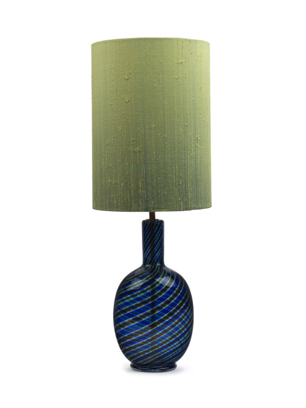 BAROVIER & TOSO Spira Aurata table lamp designed by Ercole Barovier, circa 1966, circular silver label "A.A. Murano", ​72cm high with the shade,