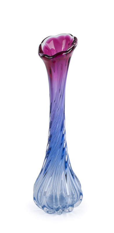 ARCHIMEDE SEGUSO (attributed) tall Murano glass vase in blue and purple, circa 1960, ​49cm high