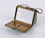 A ladies cocktail evening purse, shagreen and gilt metal circa 1930, ​interior fitted with compact and compartments, 14cm high - 3