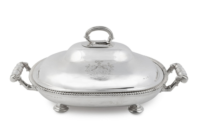 An antique English sterling silver warming tureen most likely by Harrison & Howson, Sheffield, circa 1863, ​39cm across the handles, 2,300 grams