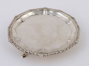 An antique English sterling silver salver by Richard Poulden of London, early to mid 19th century, 17cm across, 280 grams