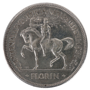 Coins - Australia: Two Shillings: Coins - Australia: Two Shillings: 1934/35 Melbourne Centenary, EF.