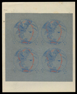 AUSTRALIA: Aerophilately & Flight Covers: 18 July 1935 (AAMC.516f) "Southern Cross" vignettes (4) in a complete IMPERFORATE sheetlet with large untrimmed margins.Provenance: E.A. Crome.