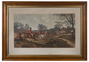HERRING'S FOX HUNTING SCENES, The Death, circa 1867, coloured engraving, in original period maple frame with gilt slip and glass, ​76 x 108cm overall150