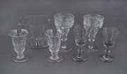 Antique English glass rinser and three pairs of antique glasses, 19th century, ​the glass rinser 9.5cm high, 13cm wide