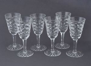 WATERFORD "Tralee" pattern set of six Irish crystal sherry glasses, 20th century, acid etched "Waterford", 13cm high