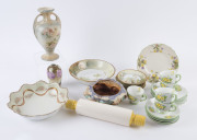 Assorted porcelain tea ware, rolling pin, fruit set, vases and bowls, 19th and 20th century, (39 items), ​the larger vase 26cm high