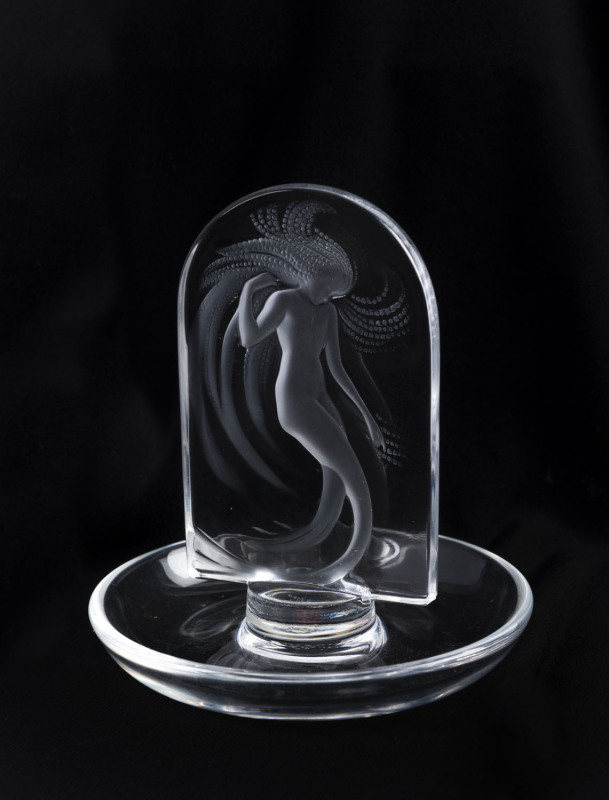 LALIQUE "Calypso" French art glass ring tray, engraved "Lalique, France", ​11cm high