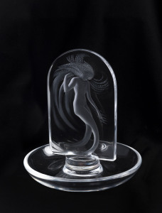 LALIQUE "Calypso" French art glass ring tray, engraved "Lalique, France", 11cm high