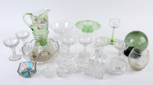 Glass and crystal ware, 19th and 20th century, (27 items), the green glass jug 27cm high